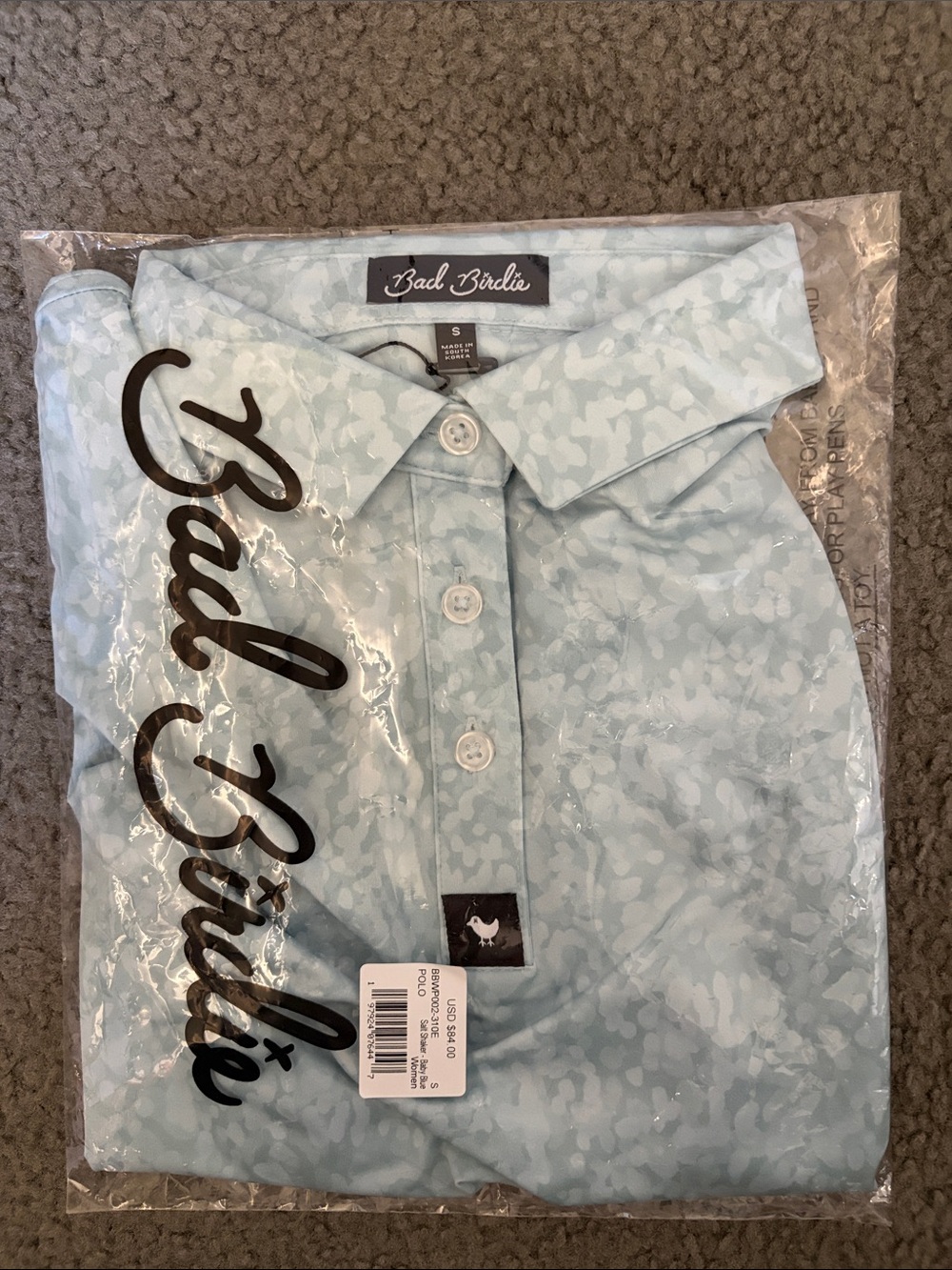 Bad Birdie Women’s Pale Blue Button-Down Polo